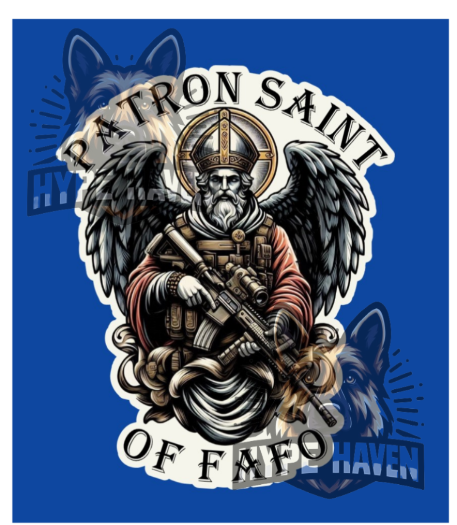 Patron Saint of FAFO Die Cut Sticker, law enforcement