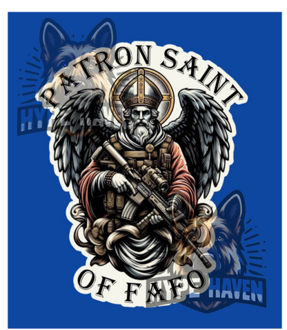 Patron Saint of FAFO Die Cut Sticker, law enforcement